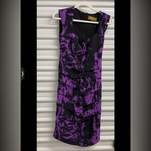 Nicole Miller Purple and Black Sleeveless Dress Size 4